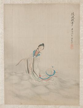 4 målningar på siden, Kina 1800/1900-tal.