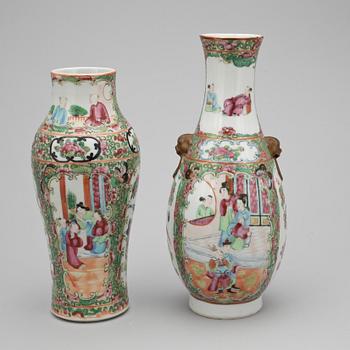 VASER, 2 st. Porslin, Kanton. 1900-tal.