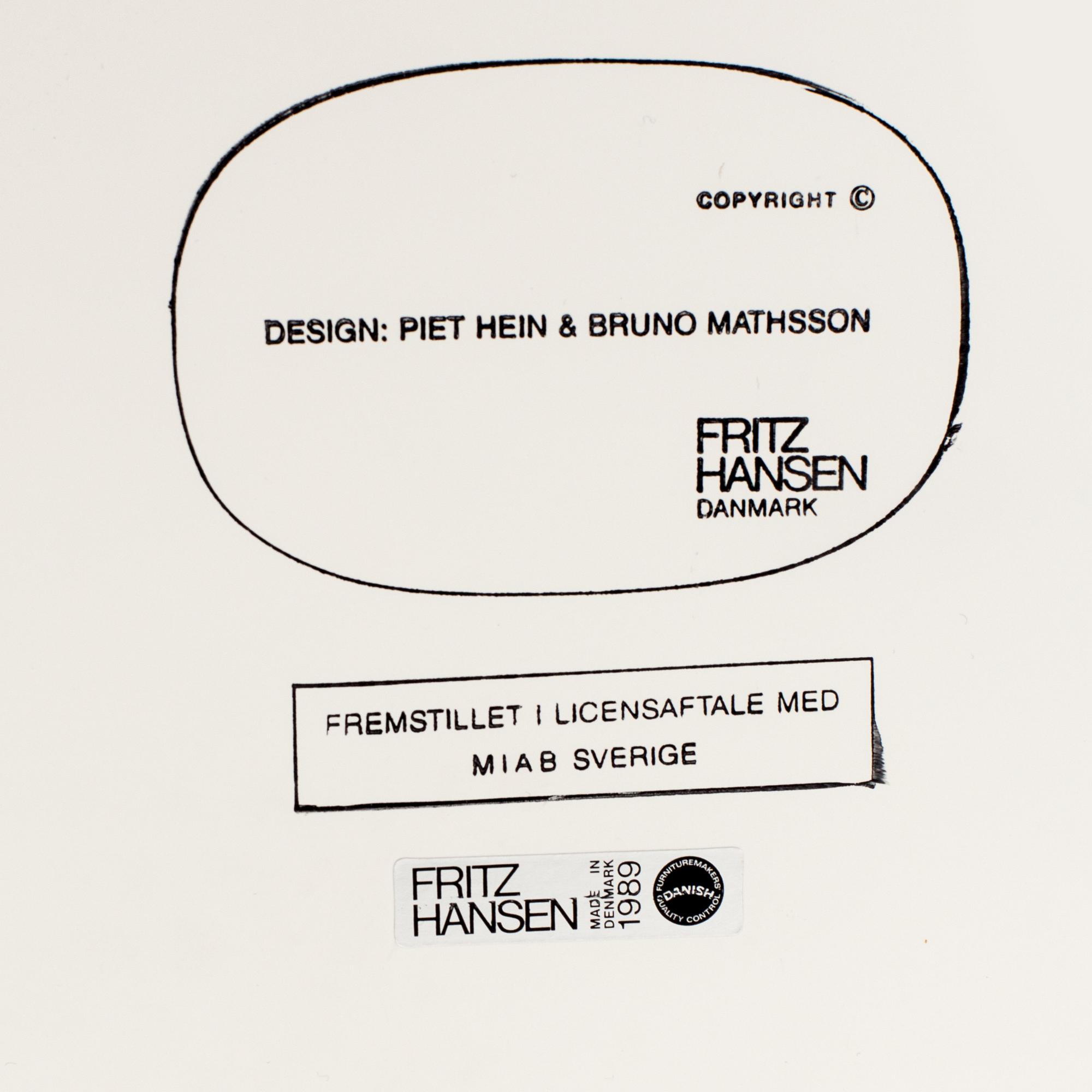 BRUNO MATHSSON / PIET HEIN, a "Superellips" table for Fritz Hansen Denmark 1989.