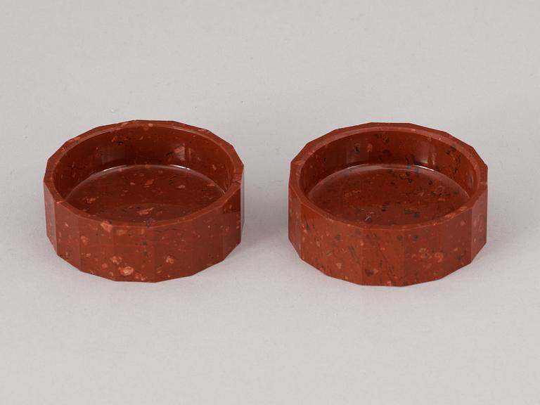 A pair of Swedish Empire 19th century porphyry salts.