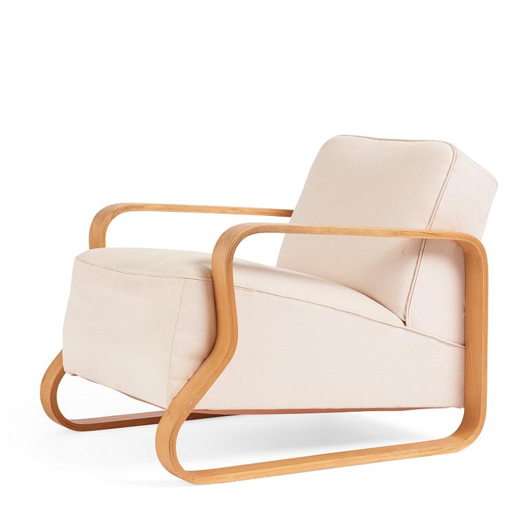 Alvar Aalto, 'Padded Paimio model 44' easy chair, Huonekalu-ja Rakennustyötehdas Oy or Artek, Finland circa 1934-35.