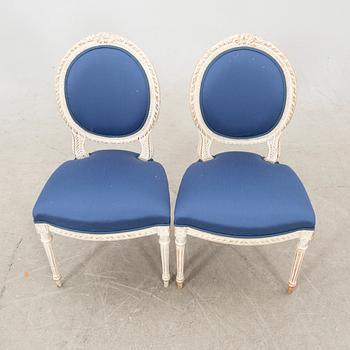 A pair of painted Louis XZVI style chairs first half of the 20th century.