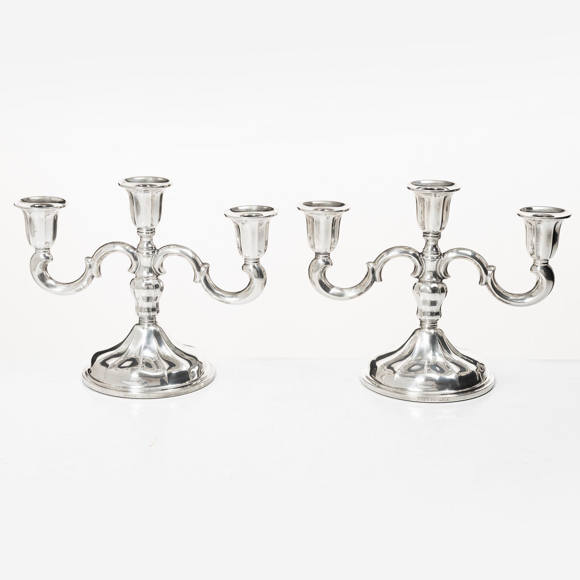 Candelabras, a pair, silver, 20th century.