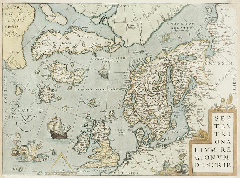 Abraham Ortelius, "Septentrionalium Regionum Descrip".