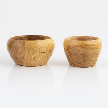 Magnus Ek, a set of eight oak wood bowls for Oaxen Krog, 2019.