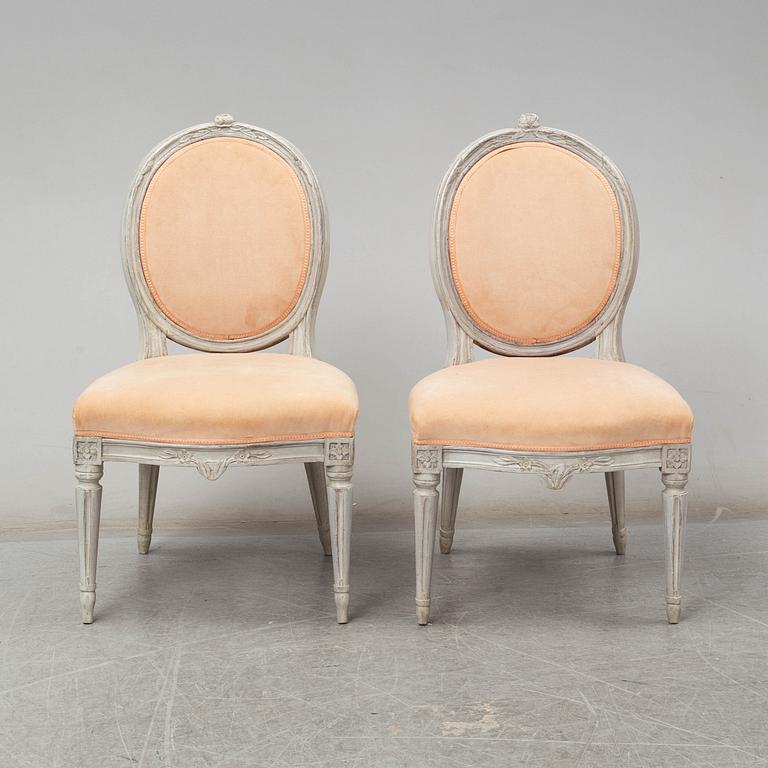 Two Swedish Gustavian chairs, late 18th century.