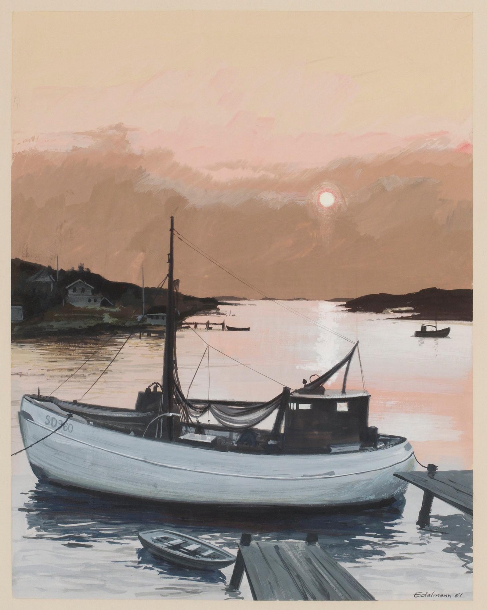 Yrjö Edelmann, Aftonmotiv med fiskebåt.