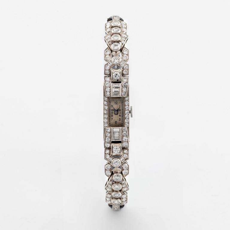 Aftonklocka art déco, platina med diamanter.