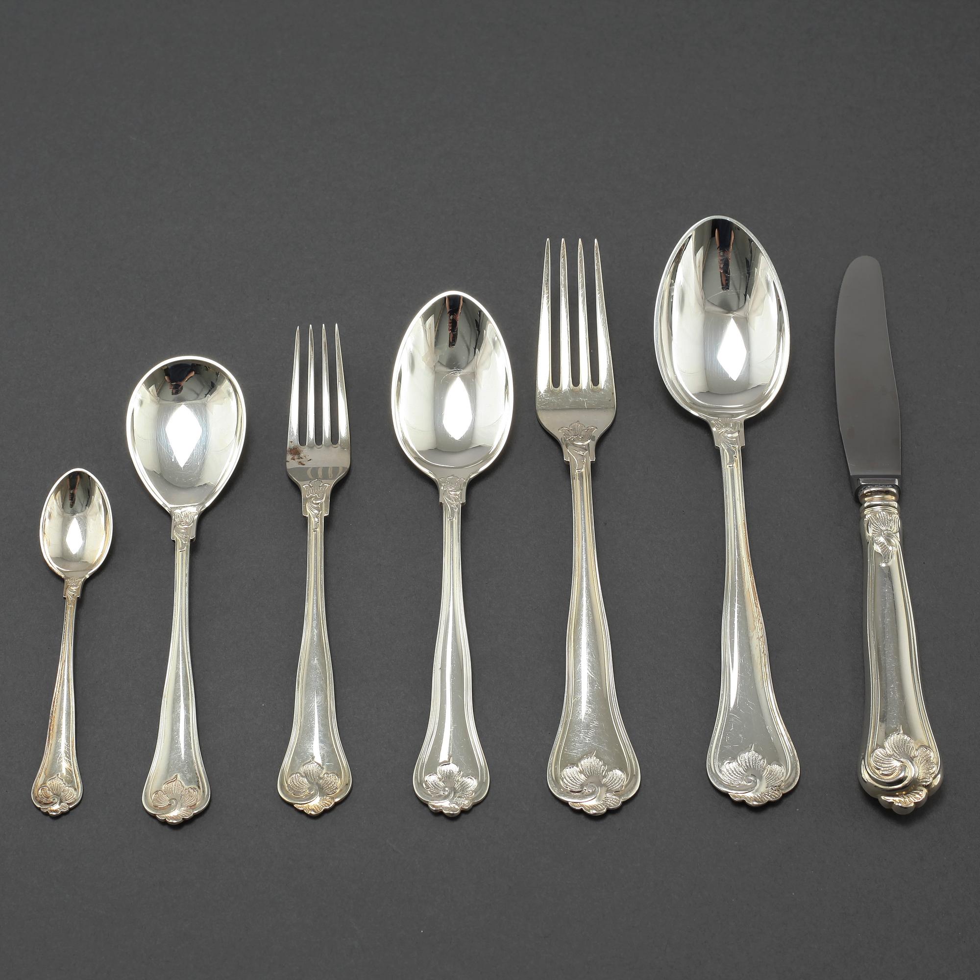 A set of silverware of 66 pcs with Swedish import markings.