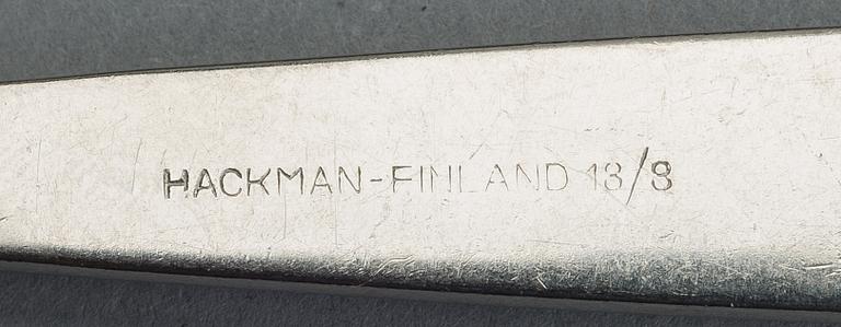 KAJ FRANCK, ERÄ ATERIMIA, 37 osaa, ruostumatonta terästä, "Scandia", Hackman, Sorsakoski 1950/60-luku.