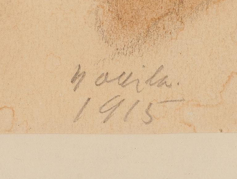 Yrjö Ollila,  vesiväri, signeerattu ja päivätty 1915.