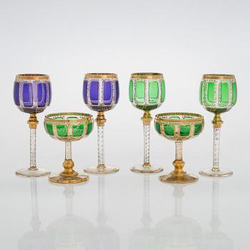 Glasservisdelar, 4 + 2 st, Murano, Italien, 1900-talets slut.