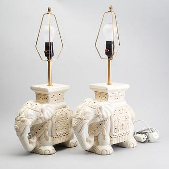 A pair of ceramic table lamps, second part of the 20th century.