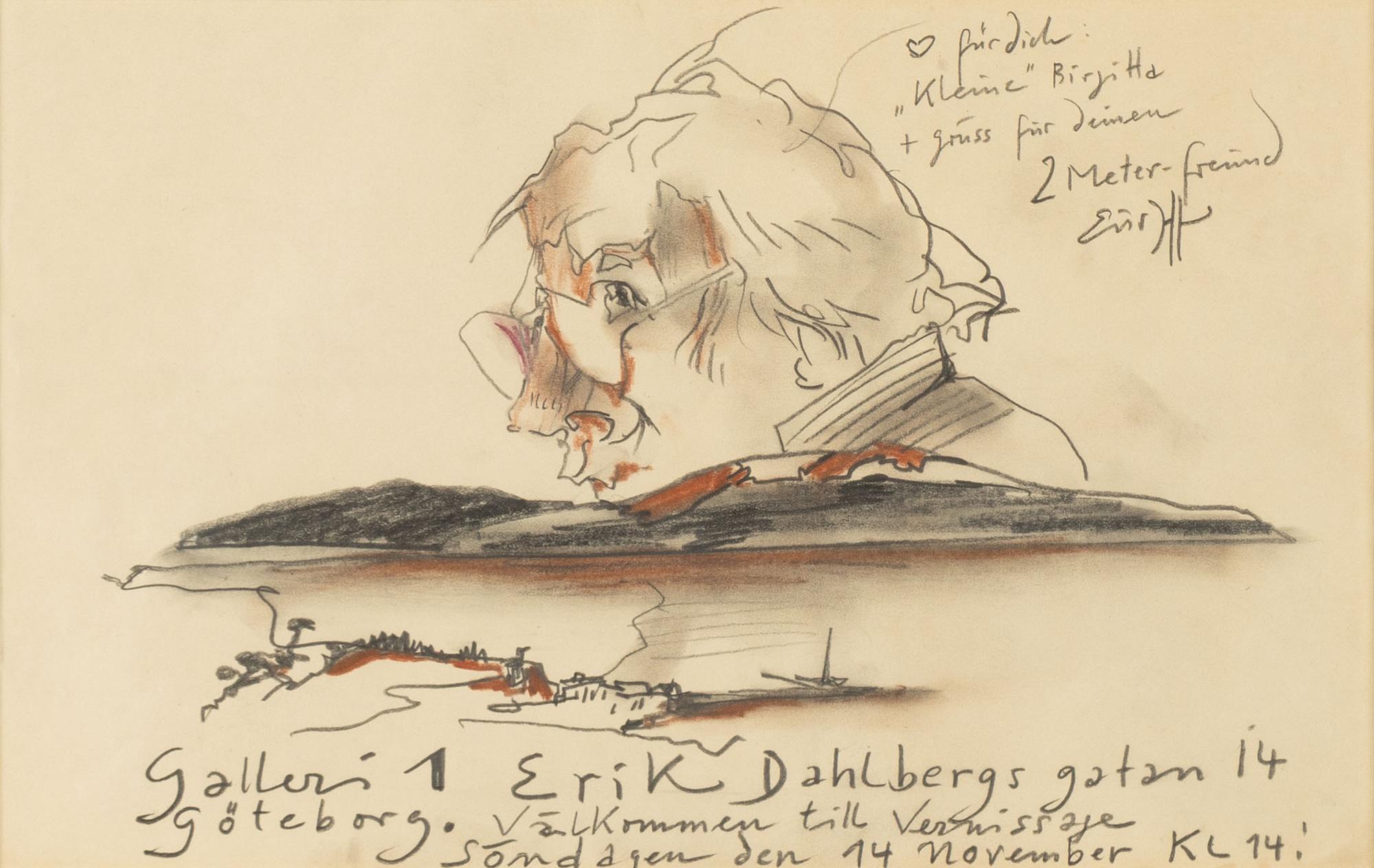 Horst Janssen, mixed media, signed.