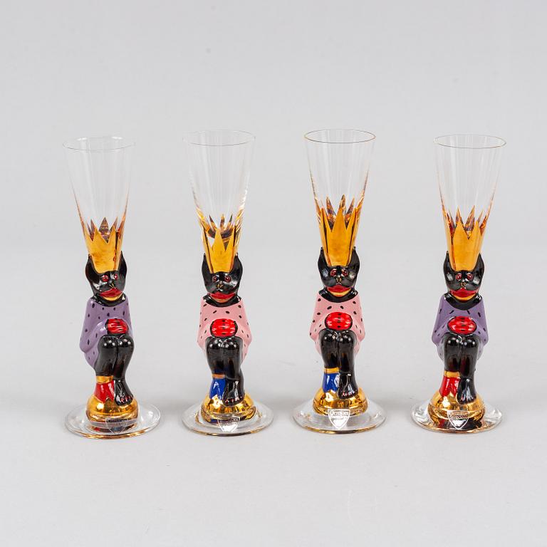 Gunnar Cyrén, 18 'devil glasses' for the Nobel glass service, Orrefors.