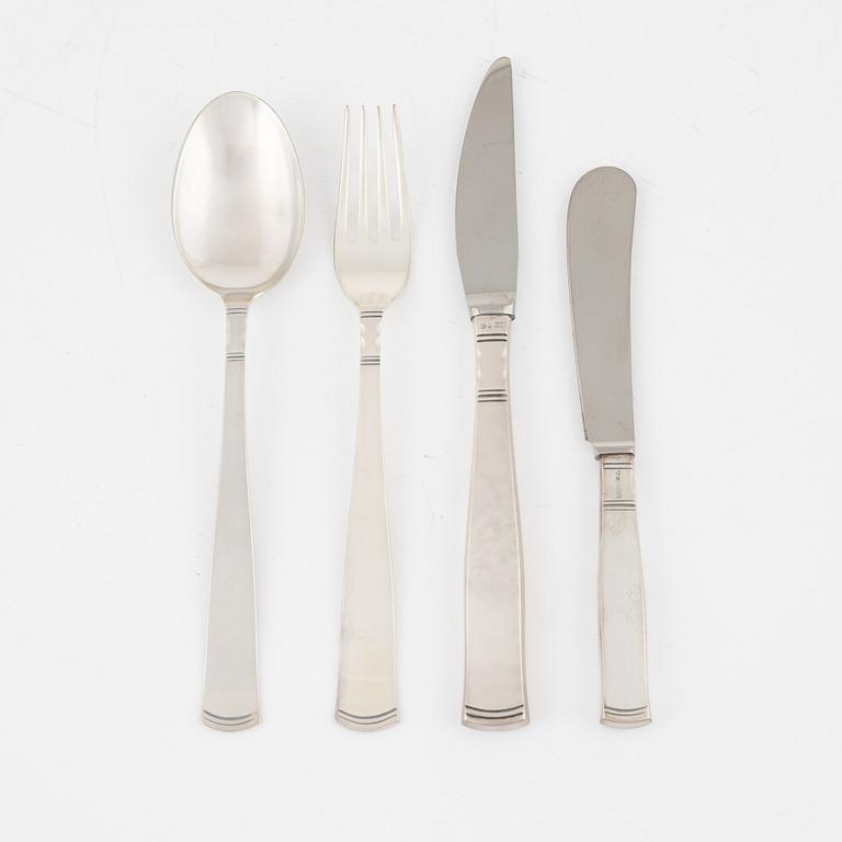 Jacob Ängman, a 36-piece silver cutlery set, "Rosenholm, GAB, Sweden, 1960-79.