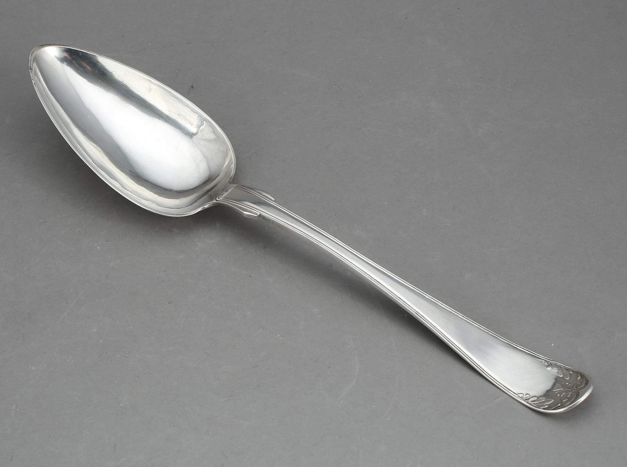 RAGUSKED samt SKEDAR, 6 st, silver, Gustav Graumann, Falun, 1860 respektive 1861. Vikt 548 g.