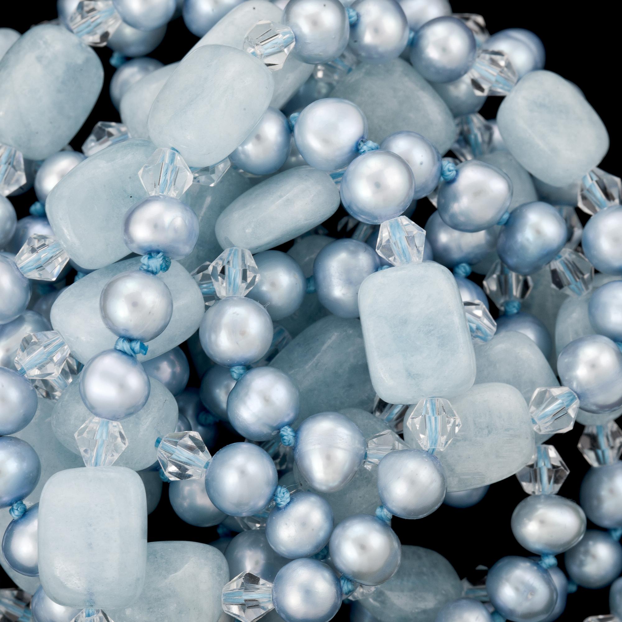 COLLIER, bl.a. odlade sötvattenpärlor samt akvamariner. 2000-tal.