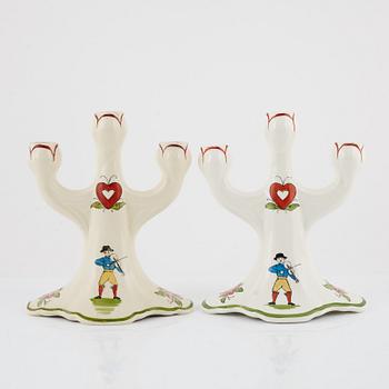 A pair of 'Daladansen' creamware candelabra from Rörstrand, Art Nouveau, early 20th Century.