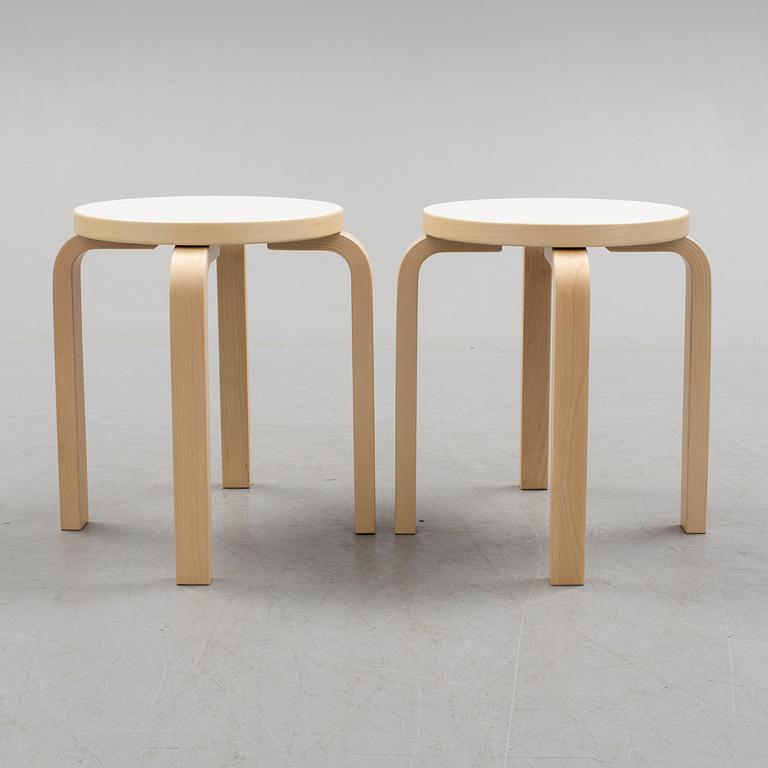 Two Alvar Aalto 'Model 60' stool, for Artek, Finland.