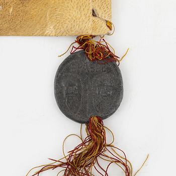 Papal bull, 1250, with lead seal.