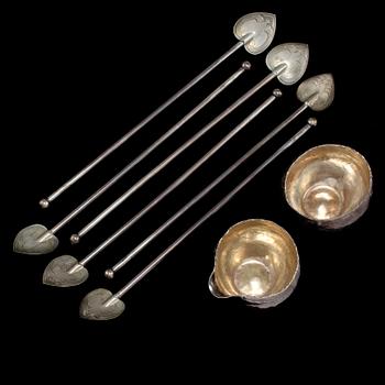 PARTI SILVER, 8 delar, delvis Urban Rey, Stockholm, 1900-tal. Vikt 180 g.