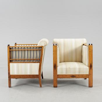 FÅTÖLJER, ett par, Karl Johan stil, 1900-talets början.