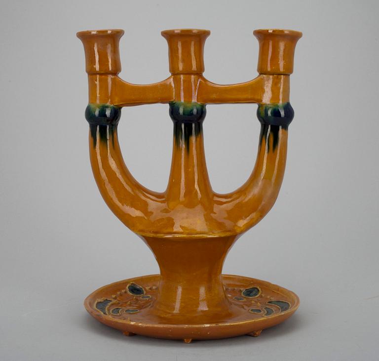 LJUSSTAKE, keramik, jugend, Tyskland ca 1900.