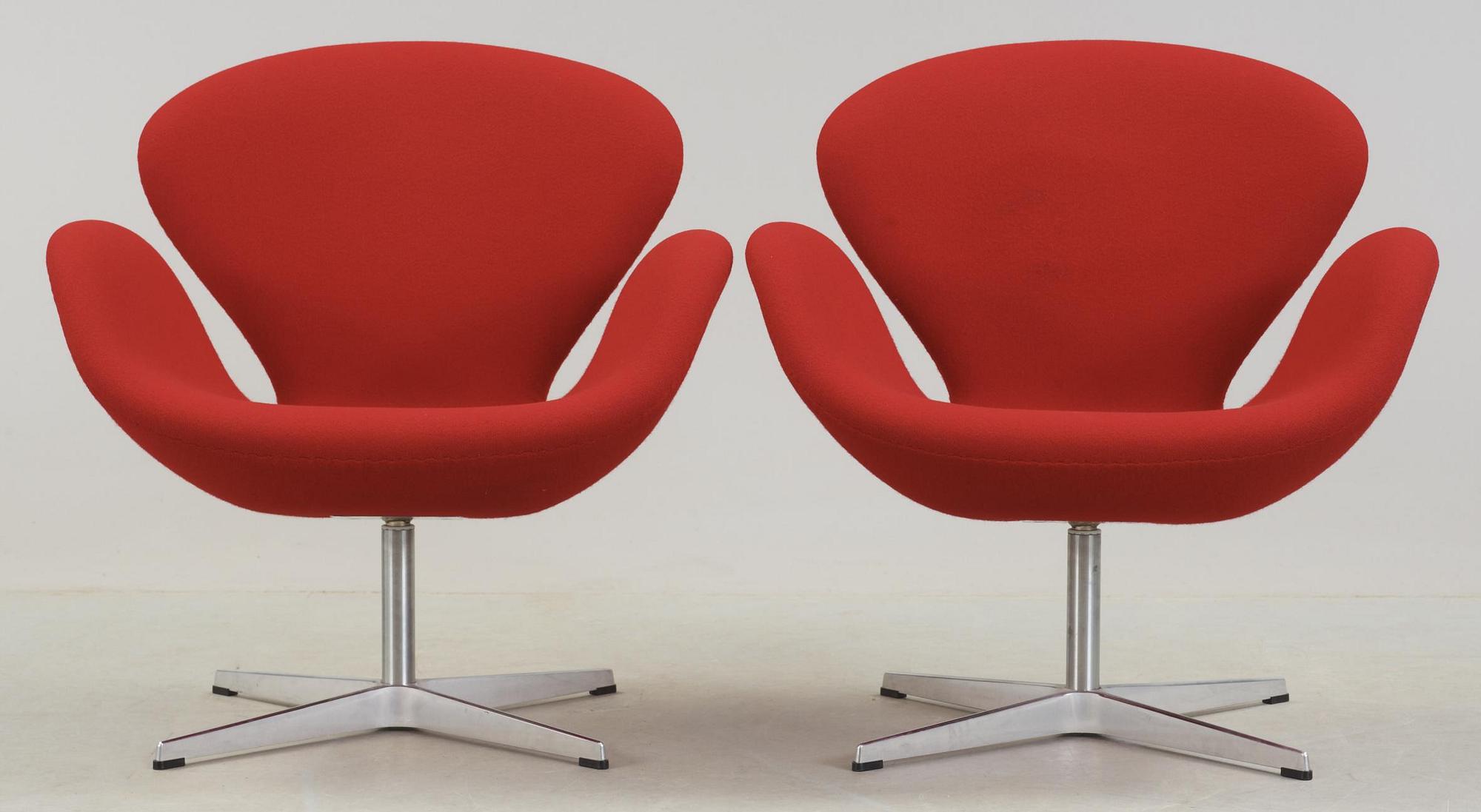 FÅTÖLJER, ett par, "Svanen", Arne Jacobsen, Fritz Hansen.