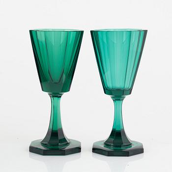 Elis Bergh, probably, a set of ten white wine glasses in green.