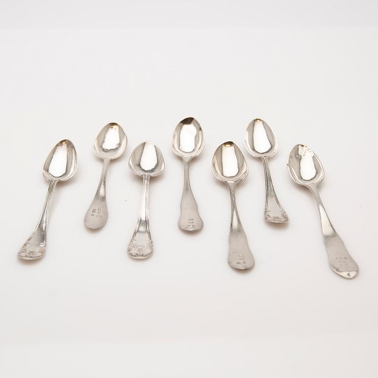 Coffee spoons, 7 pieces, silver, 1810-1903, Sweden.