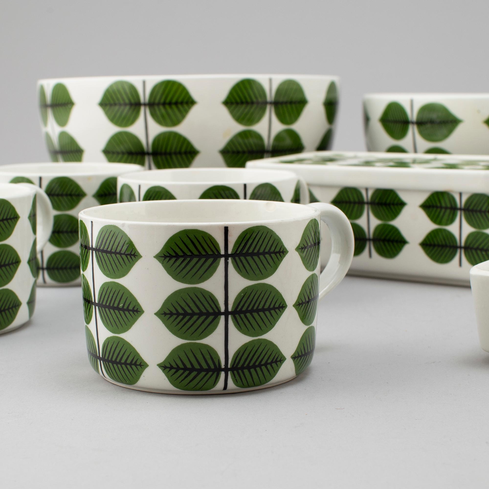 STIG LINDBERG, servisdelar, 20 delar, "Berså", porslin. Gustavsberg, 1900-talets andra hälft.