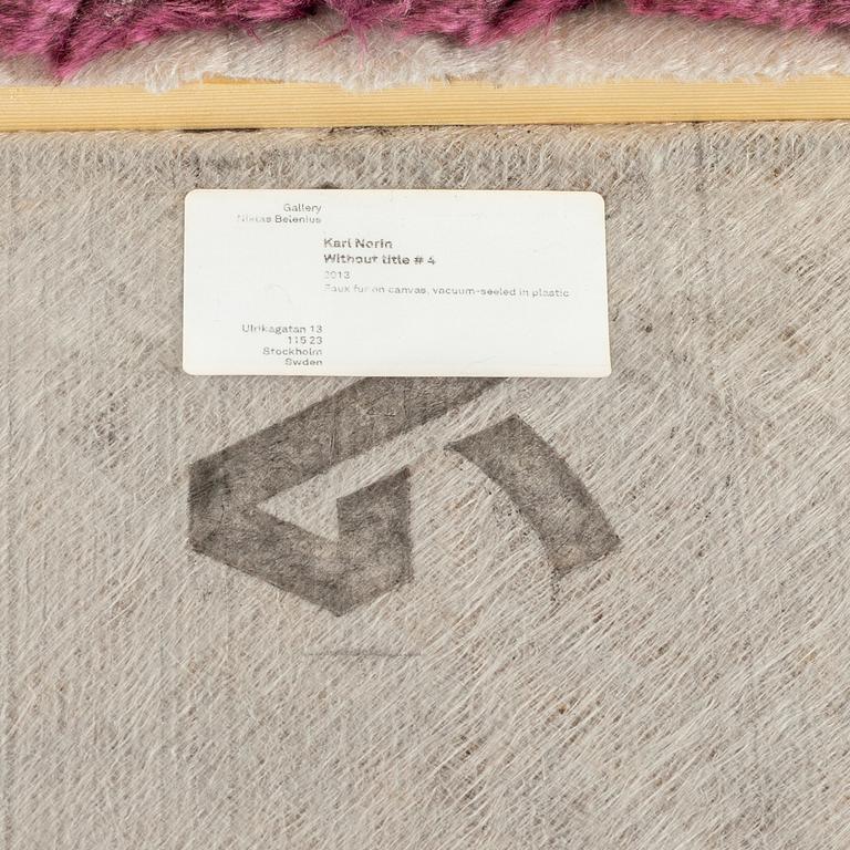 Karl Norin, faux fur on canvas, vacuum-seeled in plastic, signed and dated 2013 on verso.