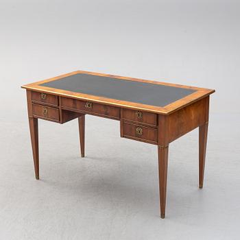 A circa 1900 late Gustavian mahogany veneered desk.