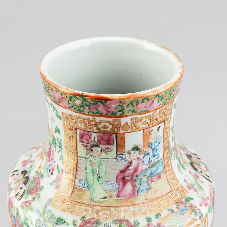 A famille rose Canton vase, Qing dynasty, 19th Century.