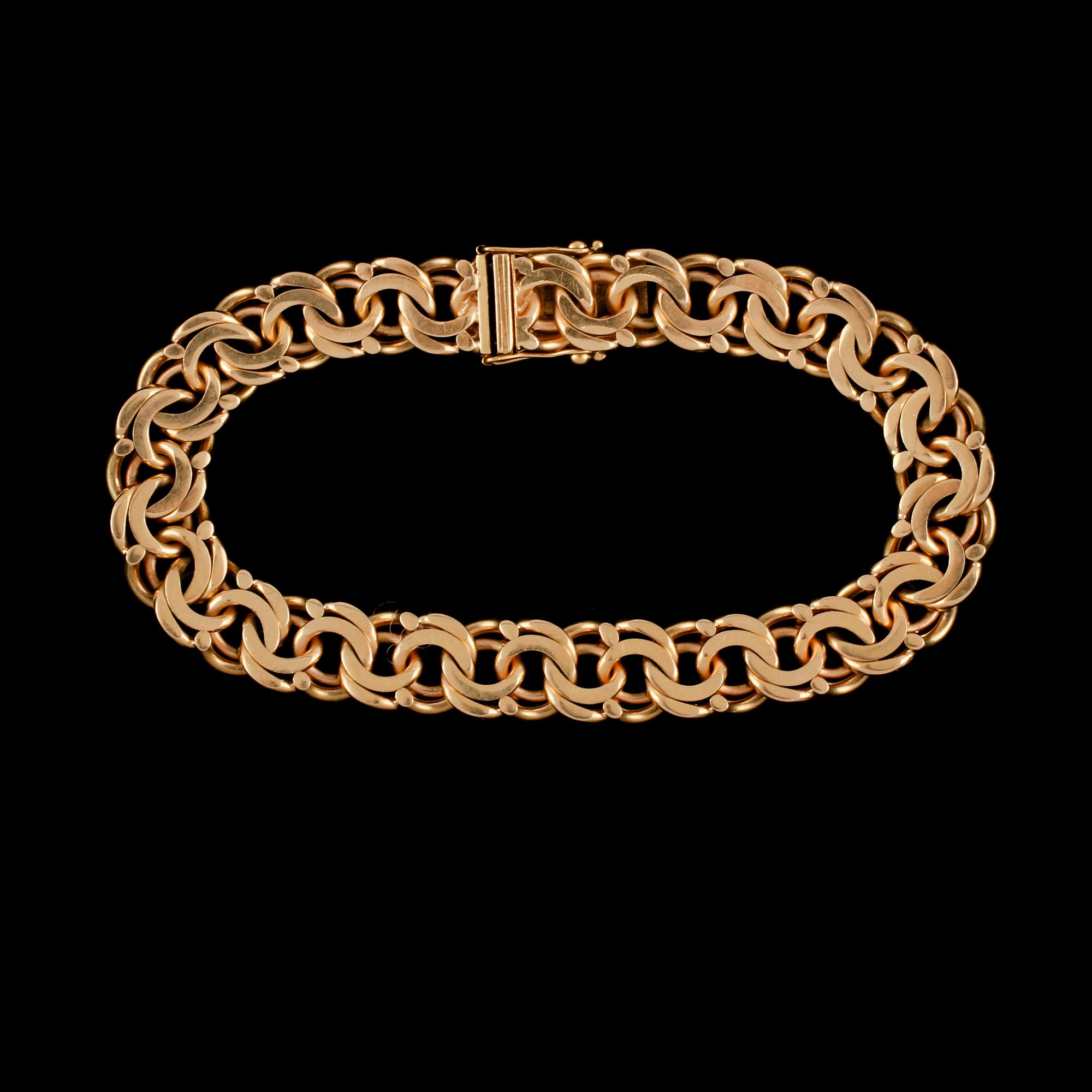 ARMLÄNK, 18k guld, Solna Guldsmed, Stockholm, 1957. Vikt 34 g.