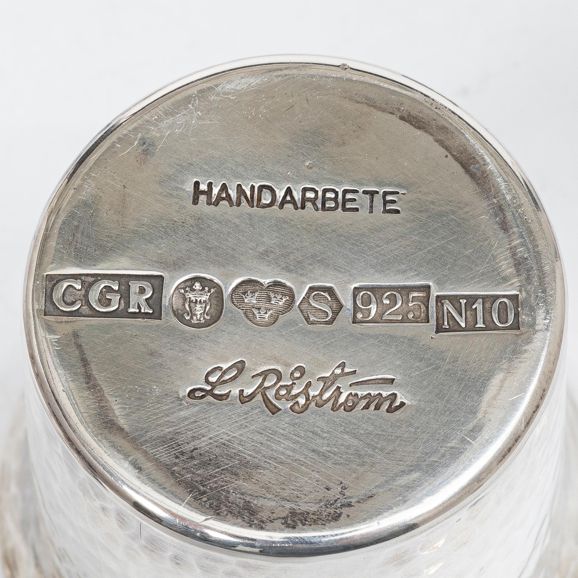 Lennart Råström, Four silver cups, CG Råström, Stockholm 1987.