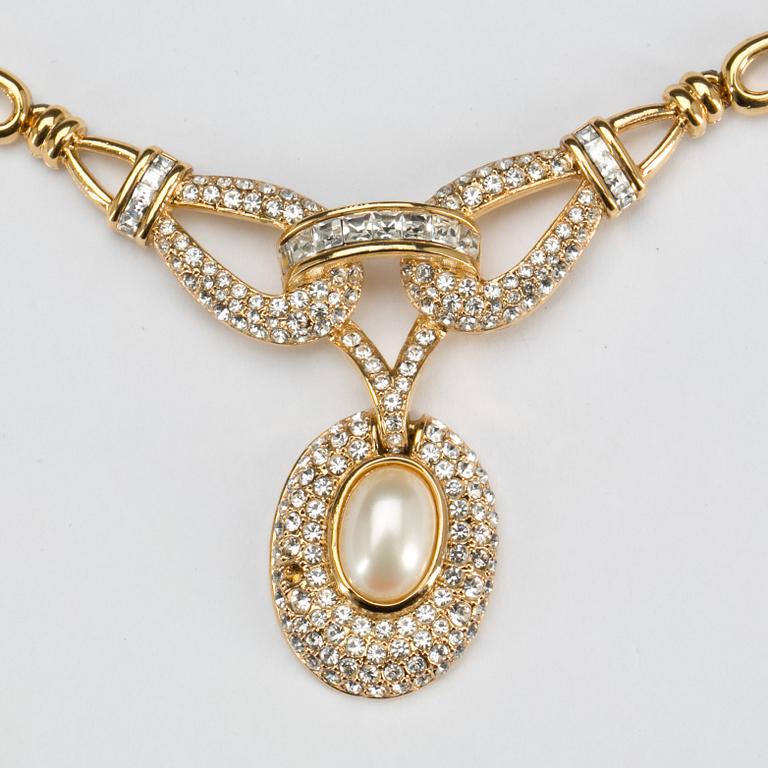 HALSBAND, gulmetall, Oscar de la Renta, vintage.