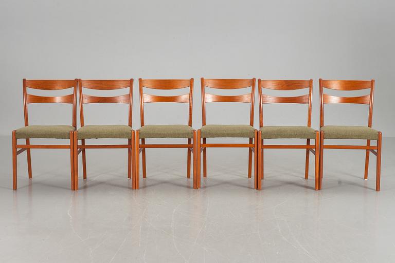 BORD samt 6 stolar, teak, 1950/60-tal.