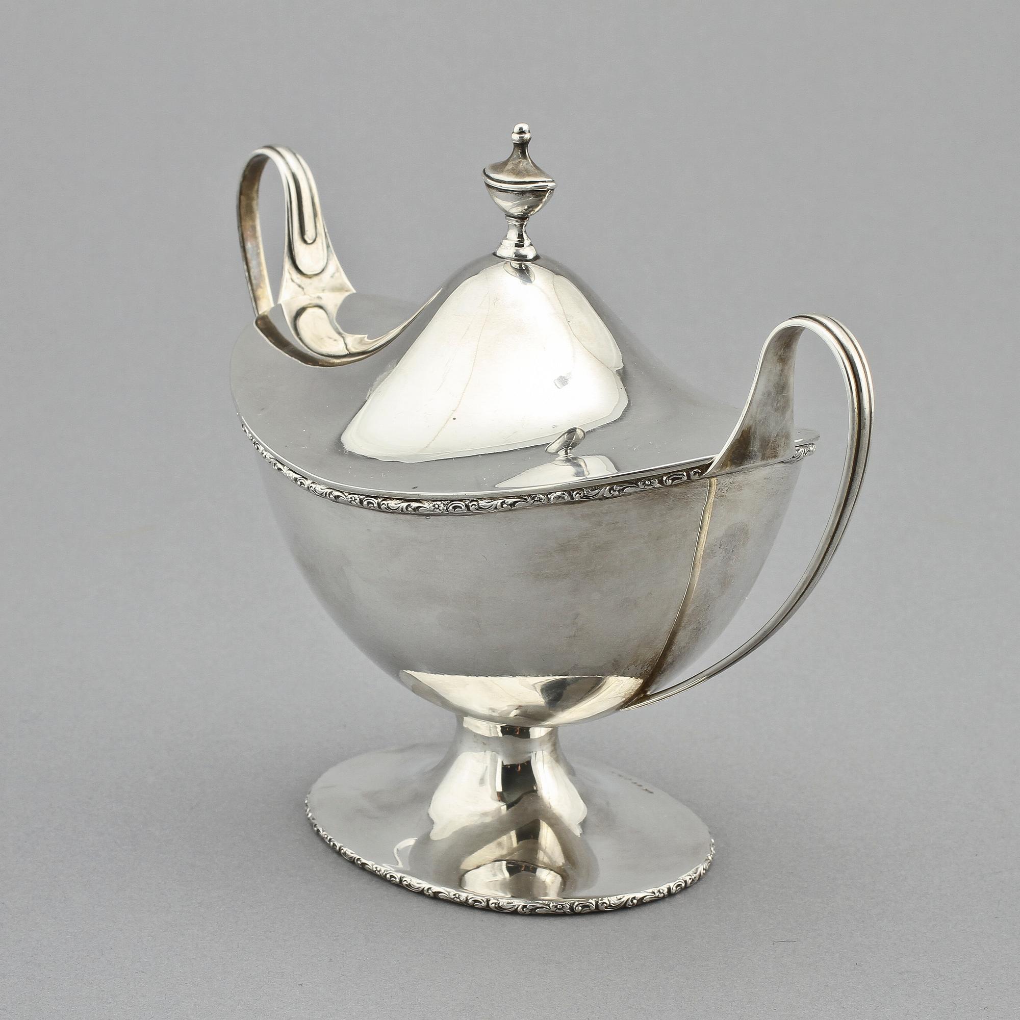 SOCKERSKÅL, silver, empirestil, Ryno Carlman, Stockholm, 1920, vikt 395 g.