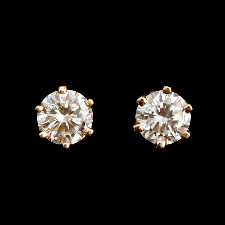 ÖRHÄNGEN, 1 par, 14 k guld, briljantslipade diamanter totalt ca 0.50 ct.