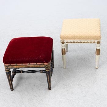Stools, 2 pcs, Gustavian, 18th century.