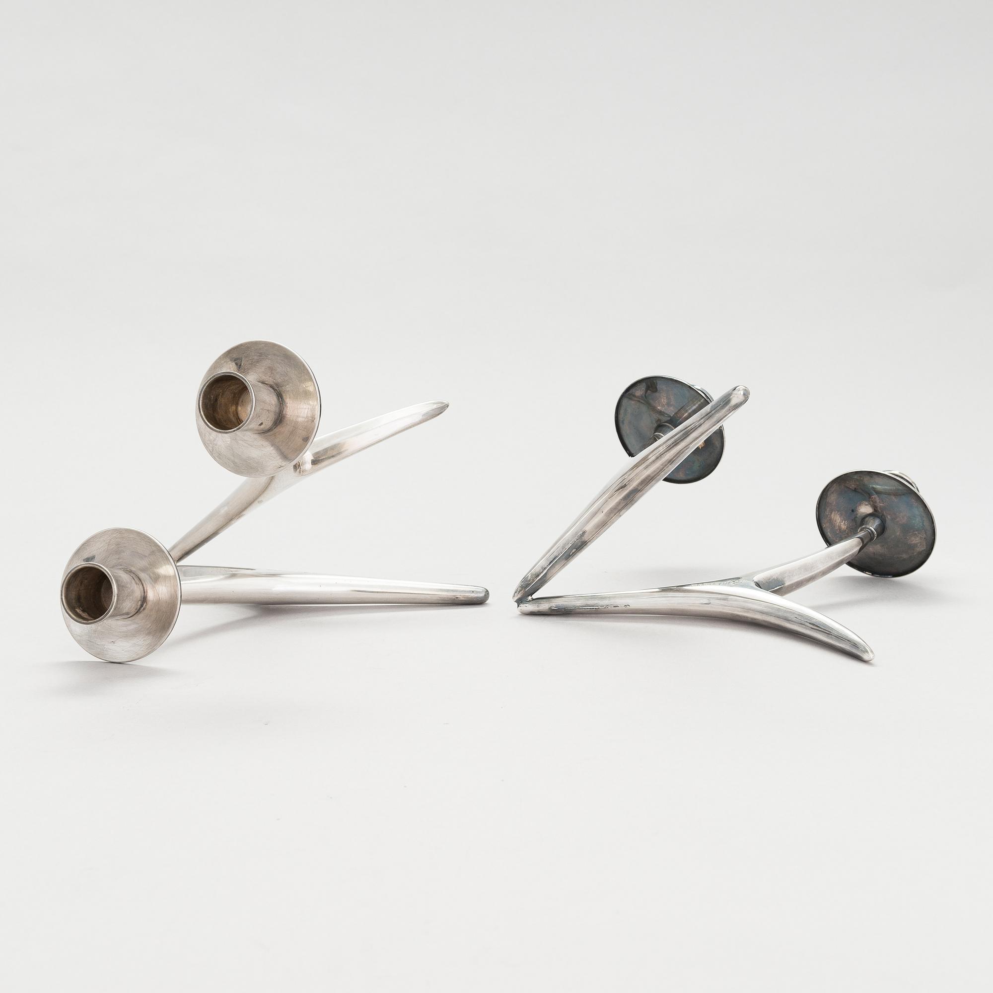 Anna-Greta Eker, two silver candlesticks, Auran Kultaseppä, Turku 1959.
