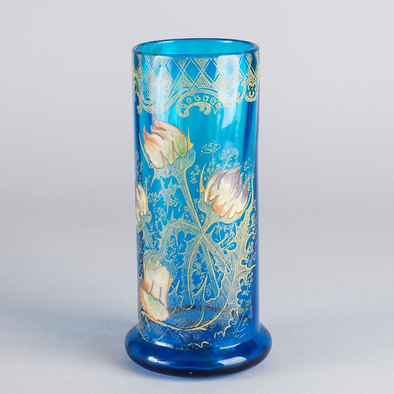 THEODORE LEGRAS, ascribed, handpainted Art Nouveau glass vase.