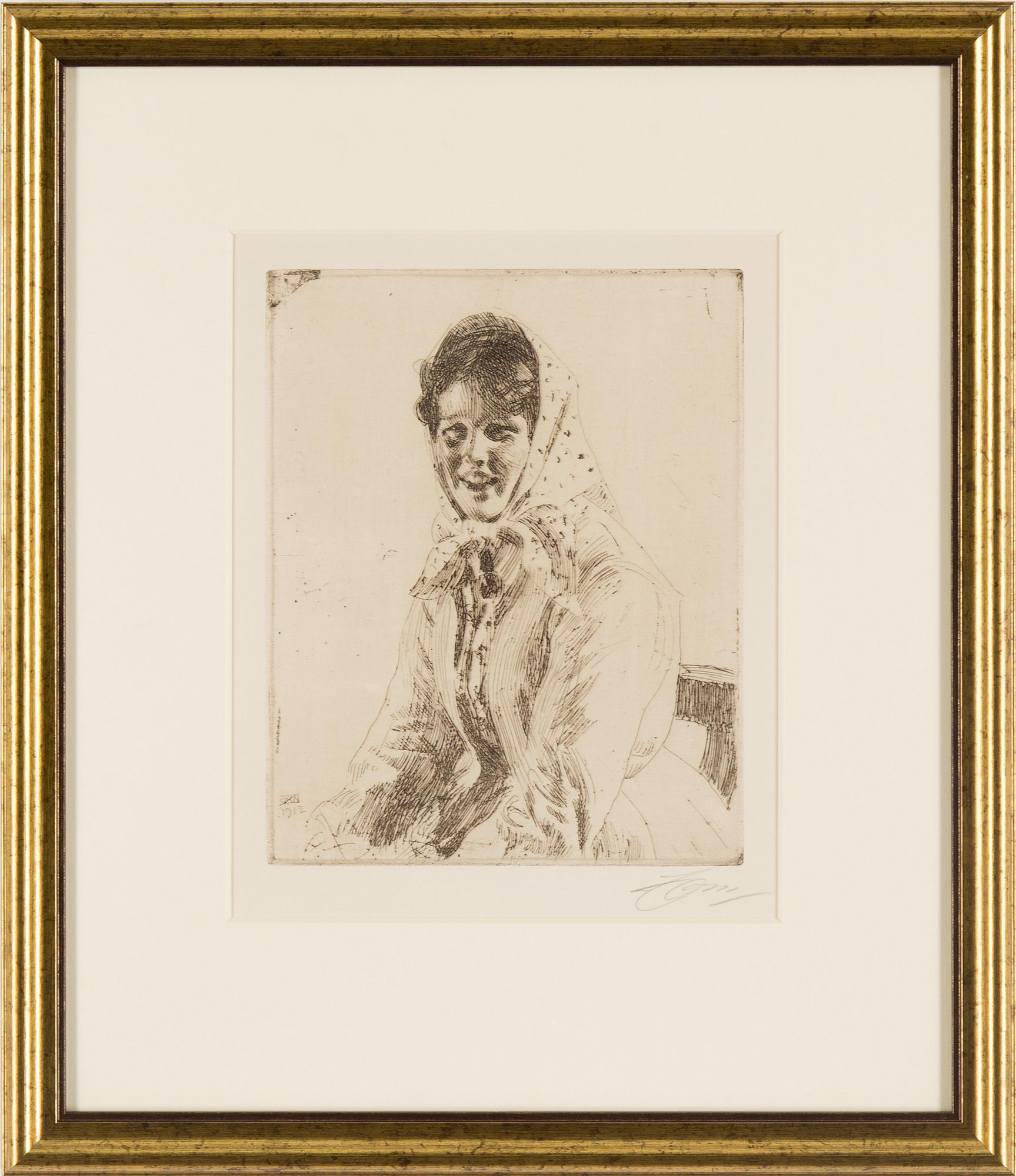 ANDERS ZORN, etsning, 1912, signerad med blyerts.