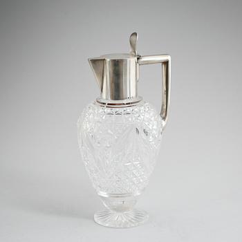 VINKANNA, glas med silverbeslag, CG Hallberg, Stockholm 1894.