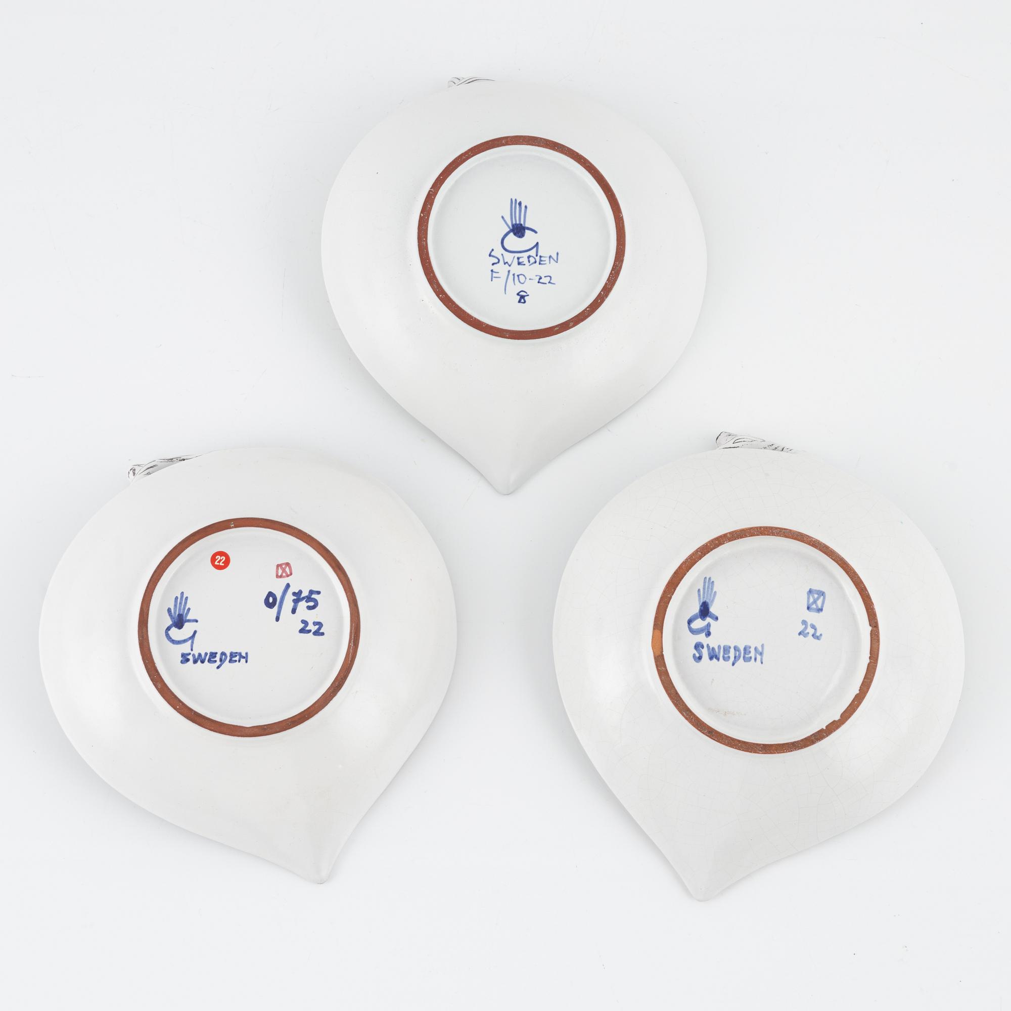 Stig Lindberg, three dishes, Gustavsbergs studio.