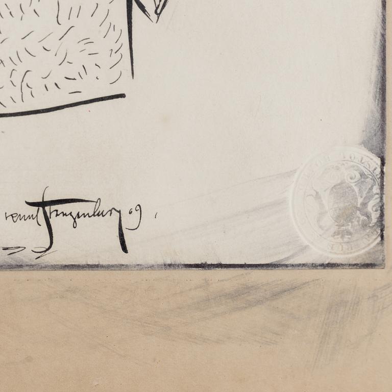 KNUT STANGENBERG, Tuschteckning, signerad och daterad -09.