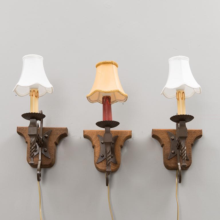 A set of 3 late 20th century wall lights.