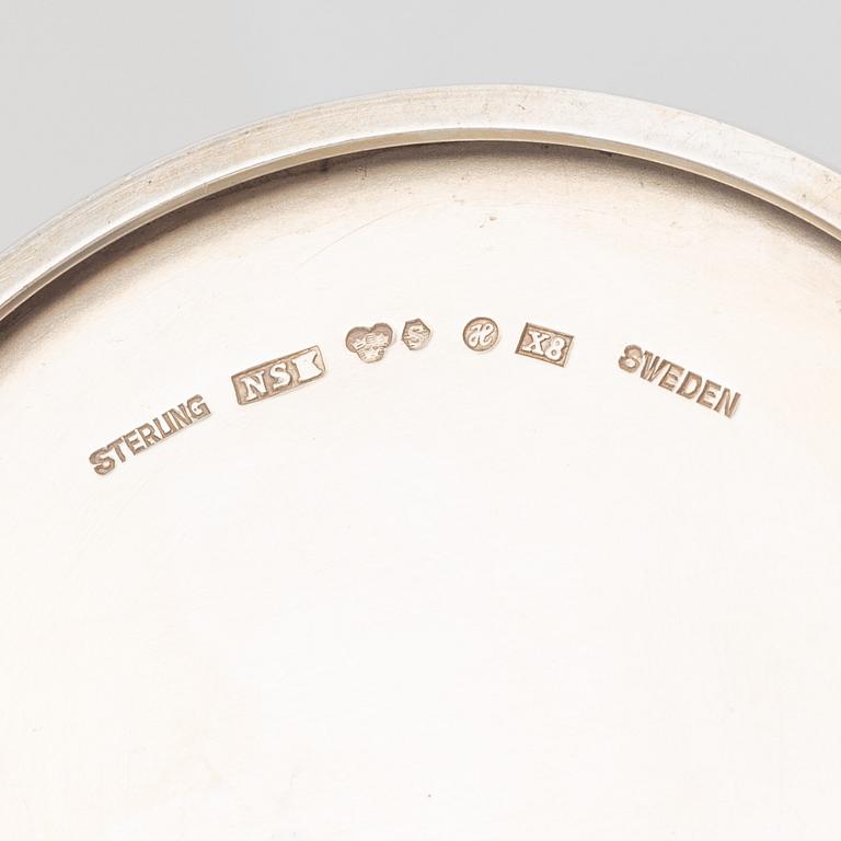 A three piece sterling silver coffee set, nordisk Silverkonst, Helsingborg, Sweden, 1948.